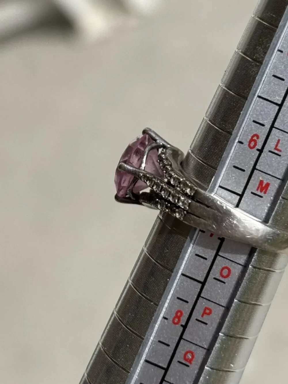 Sterling Silver 925 Pink Stone Ring Size 7 or 7.25